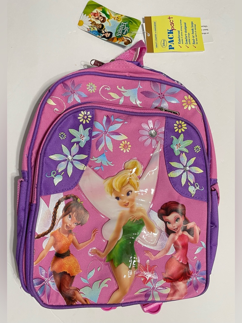 Small Backpack-Tinkerbell Fairies Pink Purple Small Toddler 12" Backpack New!